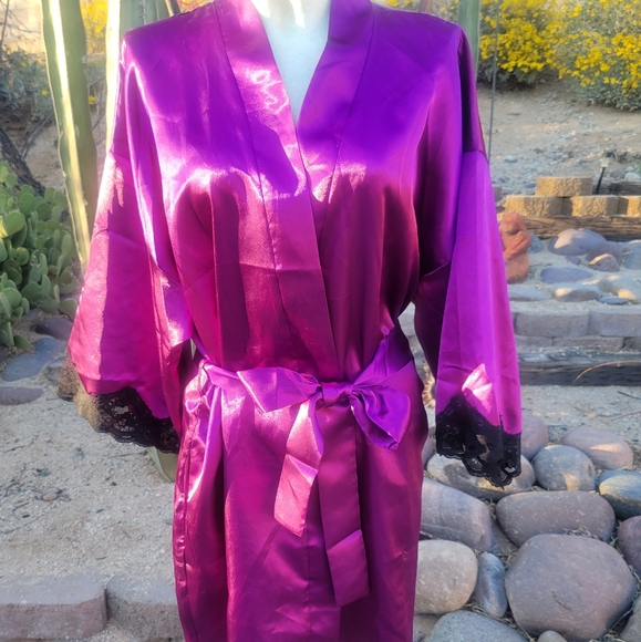 Frederick's of Hollywood Other - Fredericks of Hollywood Sexy Black Lace  & Purple Robe